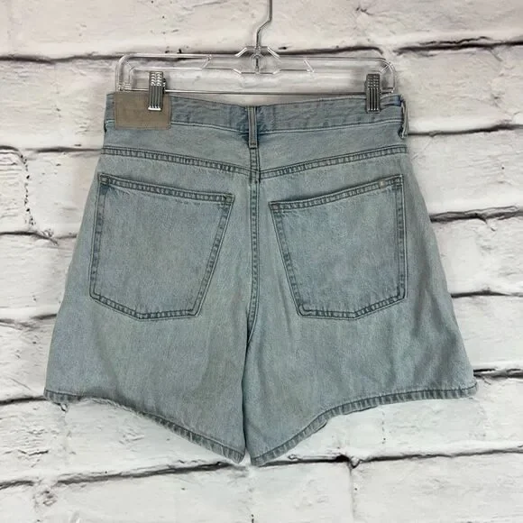 Everlane Women's A-Line Denim Shorts Light Blue High-Waisted Size 28 - Picture 4 of 6